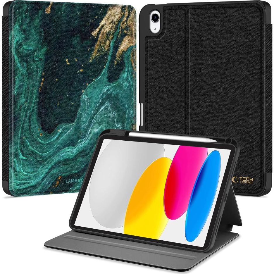 Etui z klapką Tech-Protect Lamano do Apple iPad 10.9 2022, ciemnozielone.